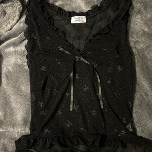 Electric Family Black Sheer Tank Top